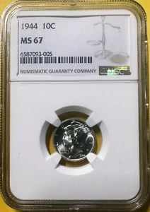 1944 mercury dime NGC MS67 - Picture 1 of 4