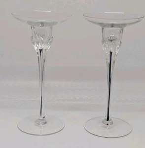 Vintage Belfor Crystal Exquisite Black Core Candle Holders Set of 2 Bohemia Chip - Picture 1 of 11