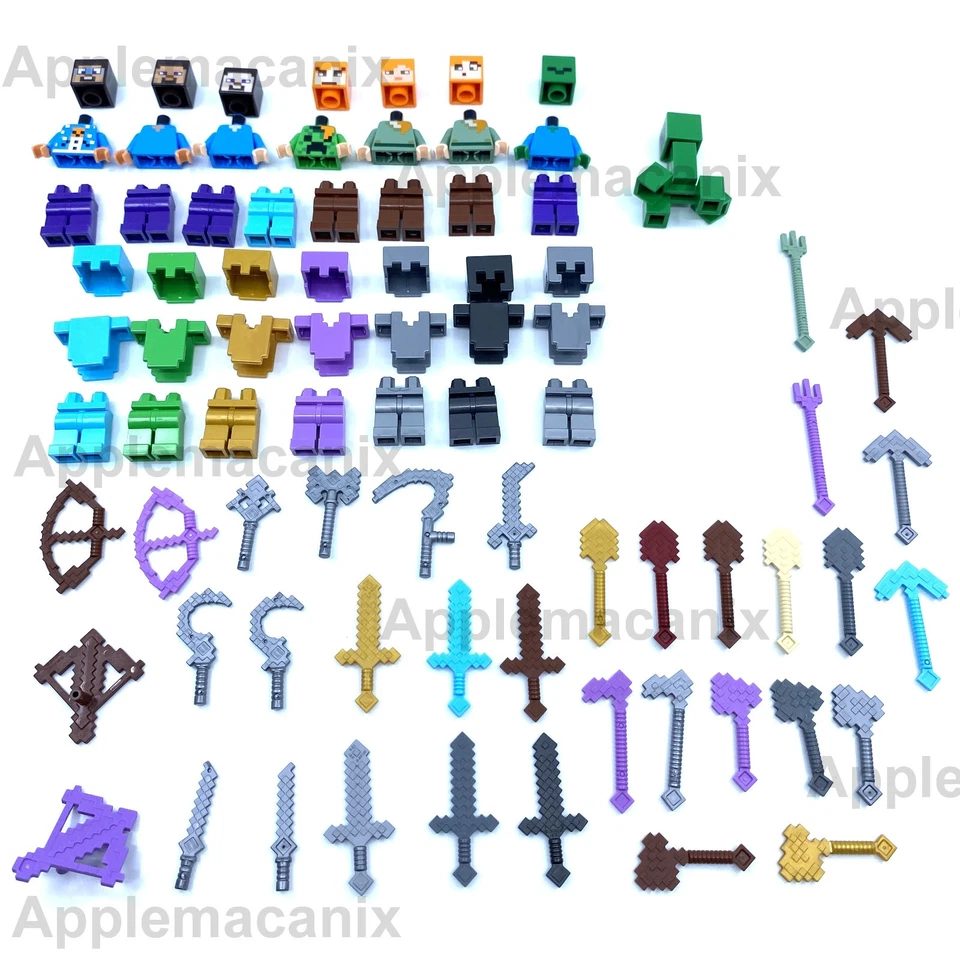НОВЫЙ подлинный LEGO Minecraft большой лот топор кирка лопата меч доспехи Стив Алекс - Изображение 1 из 1