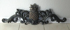 OVER-THE-DOOR DECOR TOPPER - WOOD-LOOK SCROLL & PINEAPPLE (35") - Picture 1 of 4