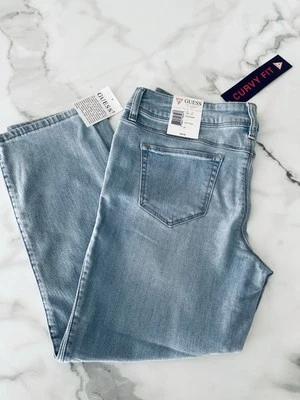Pantalones de mezclilla para mujer Guess corte curvilíneo lavado claro talla 31 nuevos con etiquetas Foto 1 de 4