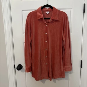 LuLaRoe Abigail Shacket W/ Pockets Corduroy Stretchy - Large Coral - Item#399 - Picture 1 of 8