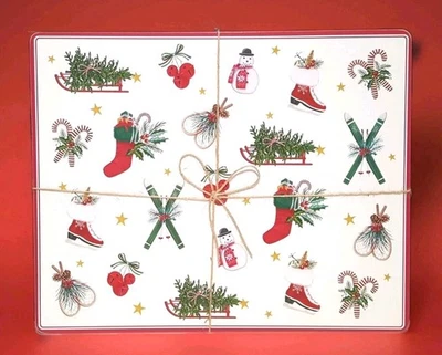 Pottery Barn S/4 Holiday Classics Hardmats 16" NIB Christmas Winter Holiday - Image 1 of 3