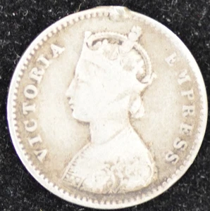 SILBER - 1885 INDIEN 2 Annas .917 .0430 oz. ASW, seltenes Datum NGC Wert von 70 $ sehr schön - Bild 1 von 2