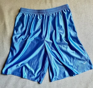 Pantalones Cortos De Colección Nike Brillante Satinado Baloncesto Azul Hombres Talla XXL 90s Etiqueta Swoosh Y2K - Imagen 1 de 8