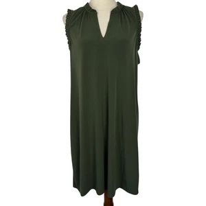 Vestido Michael Kors Mujer XL Verde Hiedra Sin Mangas Cambio Volantes Borde Jersey Tejido - Imagen 1 de 12