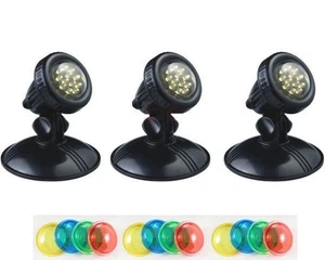 Garden Pond Light Set 3 LED & Coloured Lens Under Water Garden Xmas Lighting - Picture 1 of 2