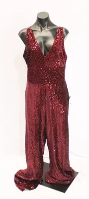 Mono para mujer Lulu sensacional de terciopelo con lentejuelas sin espalda EH6 borgoña XL NUEVO CON ETIQUETAS Foto 1 de 4