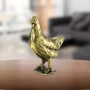 Brass Chicken Figurine Vintage Lifelike Collections Housewarming Gift Handcrafts - Picture 1 of 5