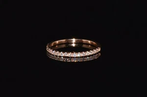 Certified Natural 0.22CTS VS F Diamond Solid 18K Rose Gold Eternity Band Ring - Picture 1 of 21