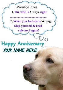 Tarjeta de felicitación Golden Labrador A5 aniversario personalizada reglas de matrimonio PIDS39 - Imagen 1 de 1