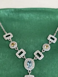 18k white gold &Diamond necklace with Amethyst, Peridot, and Topaz. - Picture 1 of 20