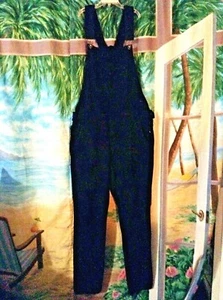Women's SZ 8 RUDE BRAND BLACK JEAN OVERALLS PRE-DISTRESSED LEG TEARS HOT TOPIC - Picture 1 of 9