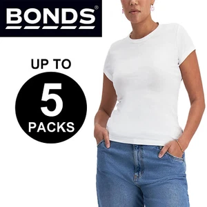 Bonds Womens Icons Crew Neck Tee Top Ladies Comfy T Shirt White CR9DI Bulk - Picture 1 of 8