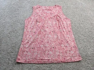 Senfure Floral Tank Top Womens Medium V Neck Sleeveless Pink Shirt Loose Stretch - Picture 1 of 8