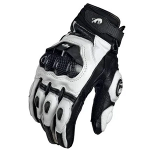 Guantes De Cuero Para Motociclista Para Hombres, De Color Negro Y Blanco. - Picture 1 of 7