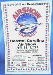 2003 COASTAL CAROLINA AIR SHOW, WILMINGTON,NC POSTER, U.S.AIR FORCE THUNDERBIRDS - Picture 1 of 1