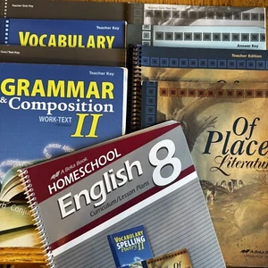 Abeka 8th Grade English Set Grammar II Vocab Spelling Literature Lesson Plans - Picture 1 of 10