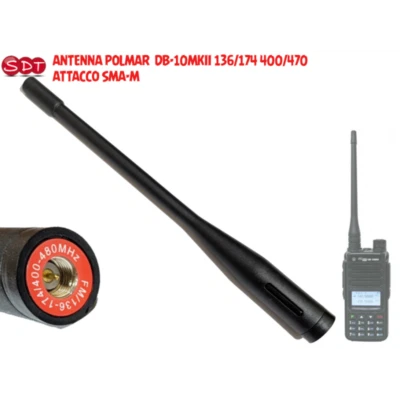 ANTENNA POLMAR DB-10MKII FM/136-174/400-470 MHz - ATTACCO SMA-M