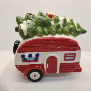 Tarro de galletas cámper de Navidad Arlington Designs con árbol en el techo. Casa rodante, Tiny Home - Imagen 1 de 8