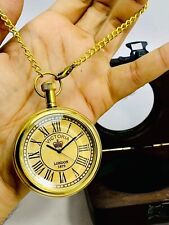 Antique Victoria London 1875 Brass Pocket Watch With Wooden box Maritime Gift