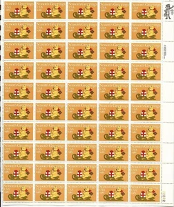US, #1940, 20¢ Christmas-Felt Bear & Sleigh Complete Sheet of 50 Stamps MNH. - Picture 1 of 1