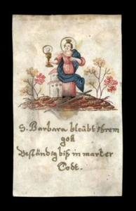santino MINIATURA PERGAMENA 1700 S.BARBARA V.M. - Picture 1 of 1