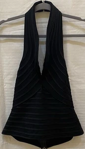 NEW JS Collections Groupe International Size 8 Black Halter Ribbed Top | Women 8 - Picture 1 of 7