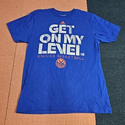 New York Knicks Get On My Level Adidas Womens SS T-Shirt Large Blue Graphic U0a - Image 1 of 4