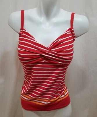 BEACH HOUSE TIPPED STRIPE TWIST TANKINI SWIM TOP TIKI CORAL SIZE 14 NEW! $61 - Image 1 of 4