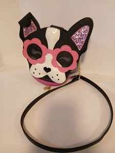BETSEY JOHNSON "Puppy In Sunglasses" XOPUP Crossbody Bag W/Pink Glitter Accents - Picture 1 of 24