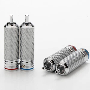 Conector de audio RCA enchapado en rodio enchufe de fibra de carbono Preffair de 4 piezas adaptadores HIFI - Imagen 1 de 13