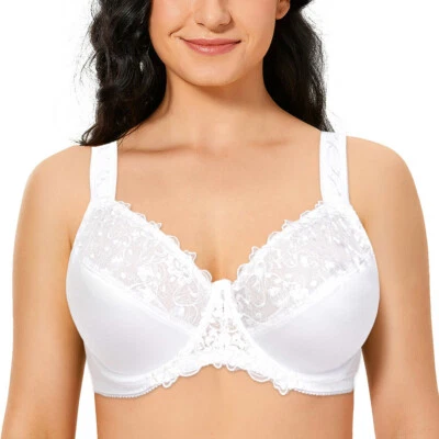Women's Underwire Unlined Bra Minimizers Non-Padded Full Coverage Lace Plus Size - Image 1 of 4