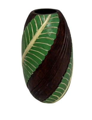 Florero de palmera náutico de madera tallado a mano único soporte para flores cocina Foto 1 de 4