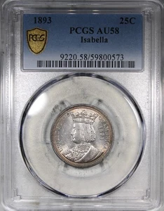 1893 Isabella Commemorative Quarter PCGS AU58 Rim Toned - Picture 1 of 4