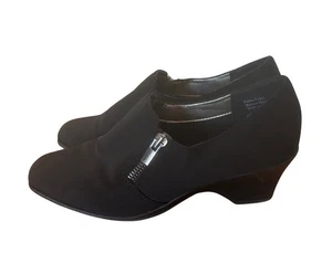 COACH AND FOUR Black Zipper Shoes Size 6M Comfort Business Casual 2" Heel - Picture 1 of 6