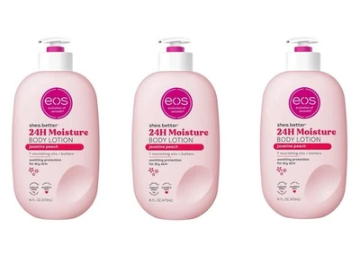 Loción corporal eos Shea Better - melocotón jazmín, calma la piel seca, 16 fl oz 3 en 1 Foto 1 de 4