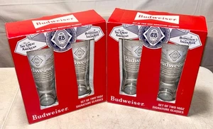 BRAND NEW IN BOXES Budweiser 2 Sets Of Two 16 oz Signature Glasses 4 TOTAL - Picture 1 of 5