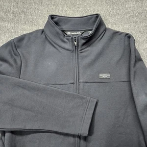 Travis Mathew Full Zip Mock Neck Sweater Shirt Mens M Black Fleece Lined - Picture 1 of 10