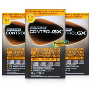 3x Just For Men Control GX Grey Hair Reducing 2 in 1 Shampoo & Conditioner 118ml - Picture 1 of 1