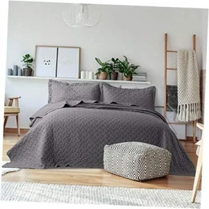  Quilt Sets Queen - Lightweight Queen Quilt Beding Set, Summer Full/Queen Grey - Picture 1 of 7