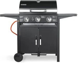 Gasgrill BBQ Grillwagen mit 3 Brennern Schrank Grill Multifunktion MetallSchwarz - Bild 1 von 1