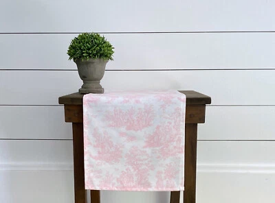 Pink Toile Table Runner French Colonial Decor Centerpiece Baby Bridal Shower - Image 1 of 4