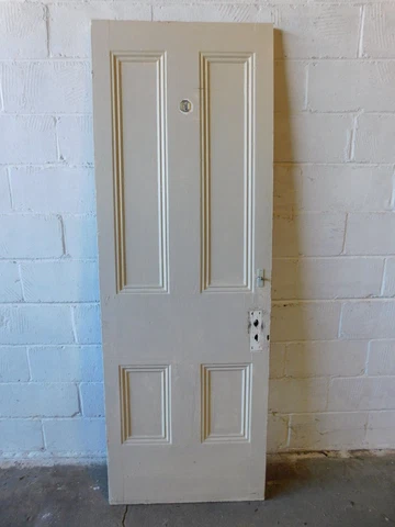 1800's Antique INTERIOR DOOR Four Raised Panels VICTORIAN Style Butternut ORNATE Cover