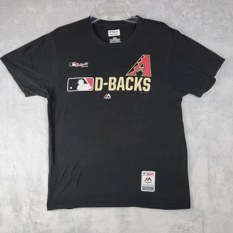 Arizona Diamondbacks T-Shirt Men's Medium Short Sleeve Majestic MLB Logo Black Cover