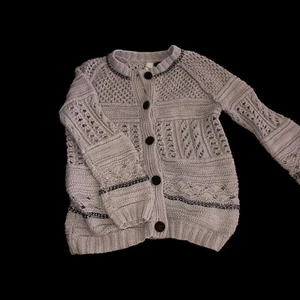 Bird By Juicy Couture Beige Knit Cardigan With Chain Accent Sz Small Unique EUC - Picture 1 of 4