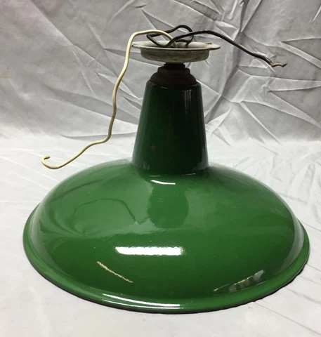 Antique Green Gas Station Porcelain Pan Style Light Fixture 14" 510-18C Cover