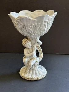 Vtg Napcoware Tuscany Italy Marble Alabaster Cherub Compote Hollywood Regency - Picture 1 of 24