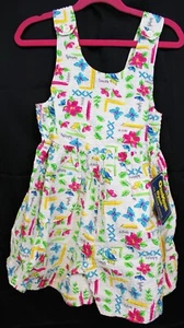 NWT Vtg 90s Osh Kosh B'gosh Girl Romper Tropical Pocket Flower Toucan Seersucker - Picture 1 of 8