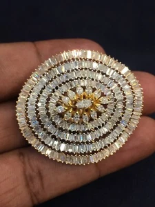 Pave 5.14 Cts Baguette Marquise Cut Diamonds Cocktail Ring In 585 Solid 14K Gold - Picture 1 of 12